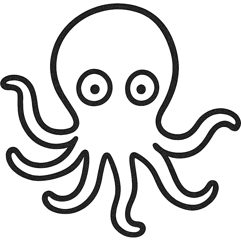 octopus hand drawn black outline style emoji