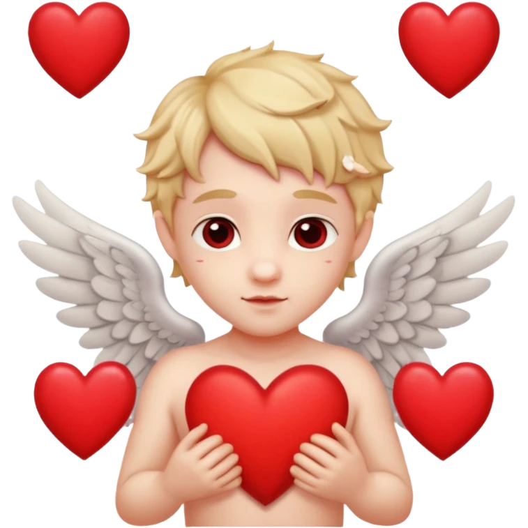 Cupido rodeado de corazones  mostrando sus alas y su arco   emoji