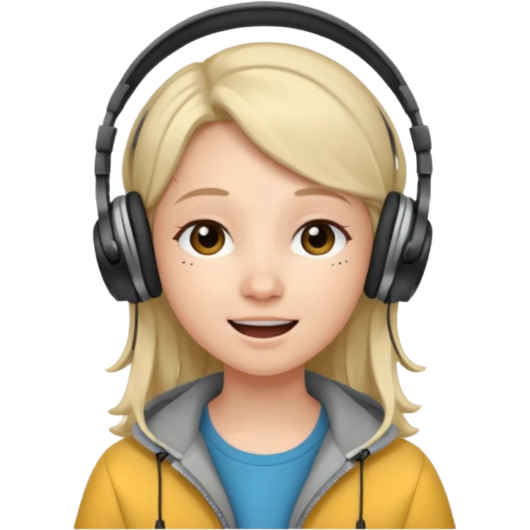 Gonemili Grace, micro qui chante avec casque au oreille emoji