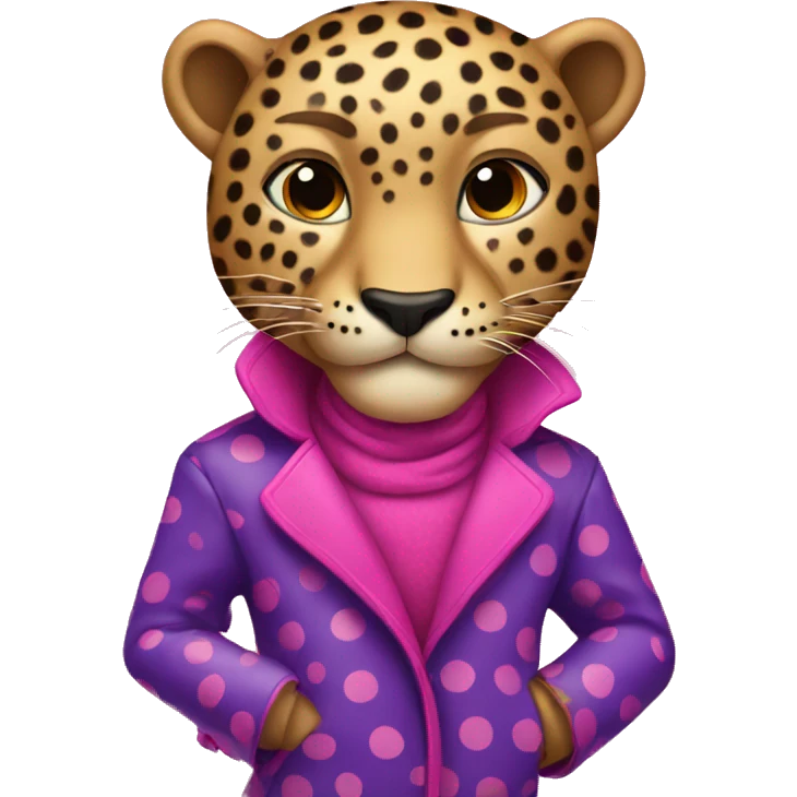 leopard with a bright purple coat and pink polka dots emoji