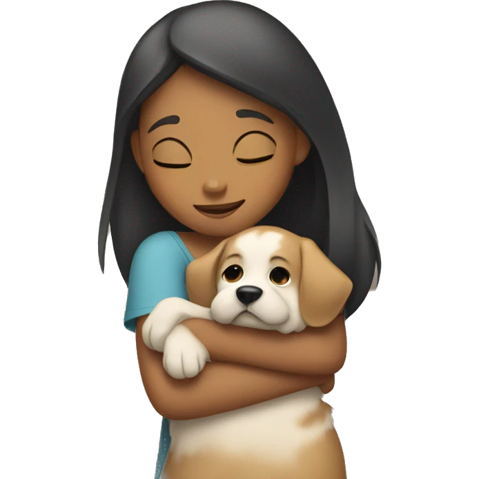 Girl hugging dog emoji