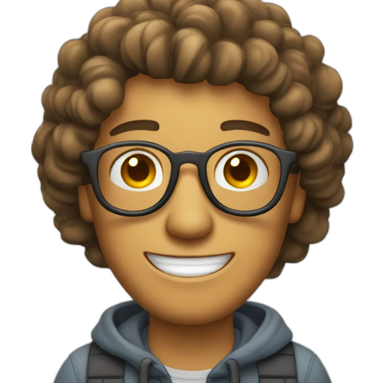 Hombre sin pelo con lentes sonriendo  emoji