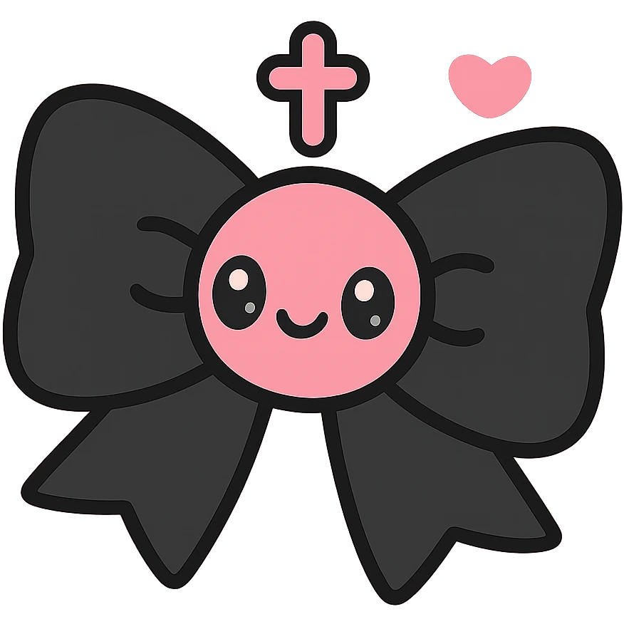 gothic bowtie, black and pink, kawaii style emoji