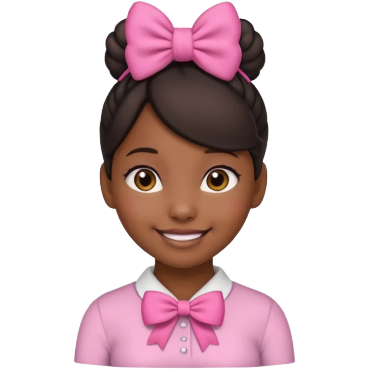 Make a black girl emoji with a bun and a pink bow emoji