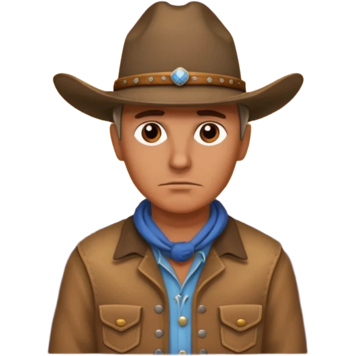 сгенерируй ковбоя который грустно смотрит на закат, он стоит на горах, которые такие как в америке на западе emoji