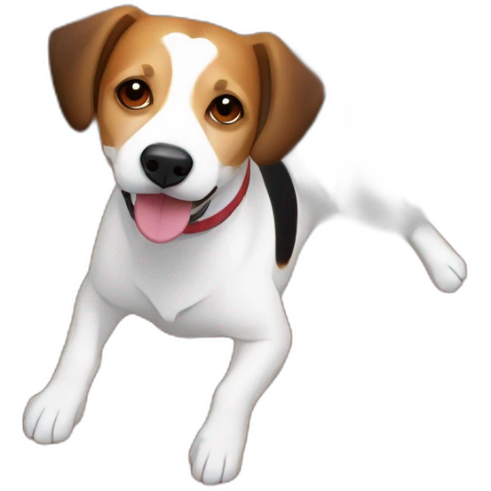 older beagle jack russell mix dog laying in fall leaves emoji