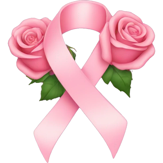Cancer ribbon with roses behind it  emoji
