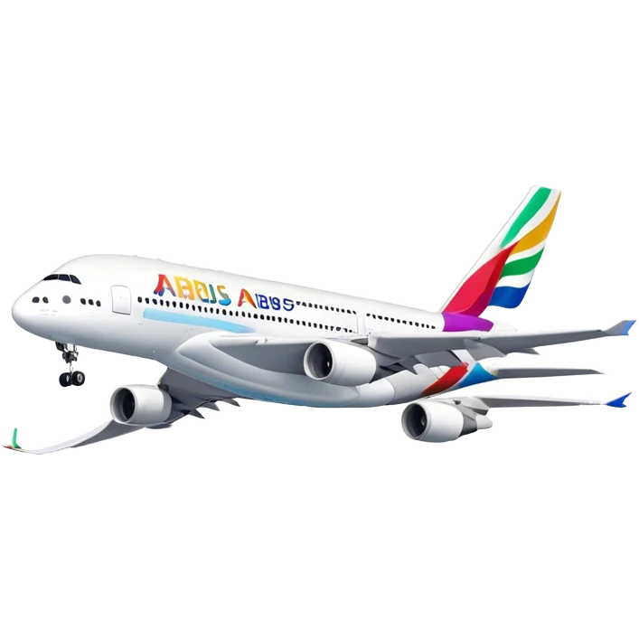 Airbus A380 - Airbus (Model Year: 2021) (Iconic colour: White with colorful tail) emoji