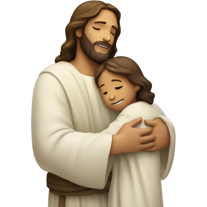 Jesus christ hugging a child emoji