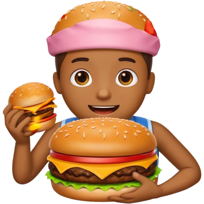 pleading emoji holding burger emoji