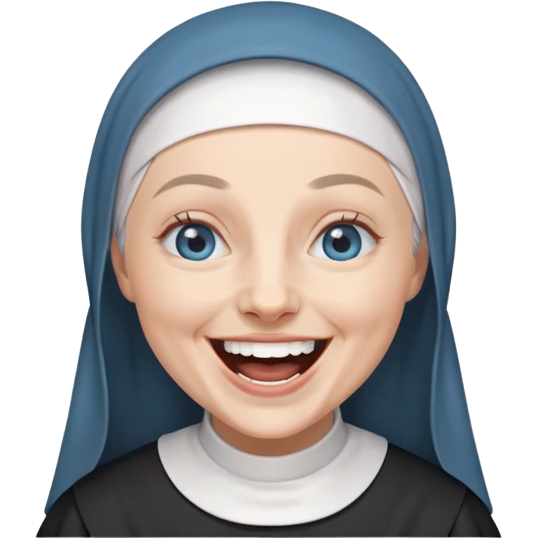 Nun with grey habit and blue eyes laughing  emoji