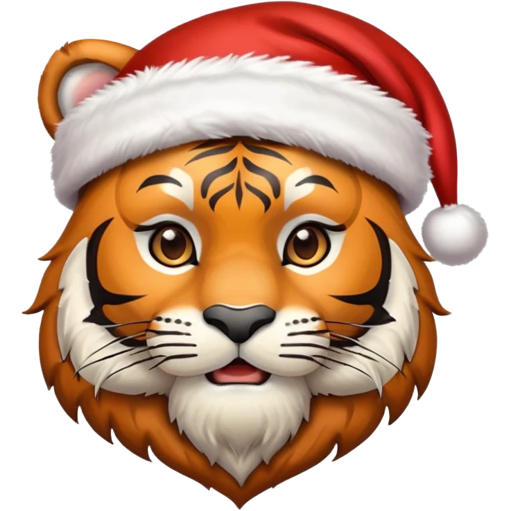 tiger face wearing Christmas Santa hat and scarf for New Year Twitch emote emoji
