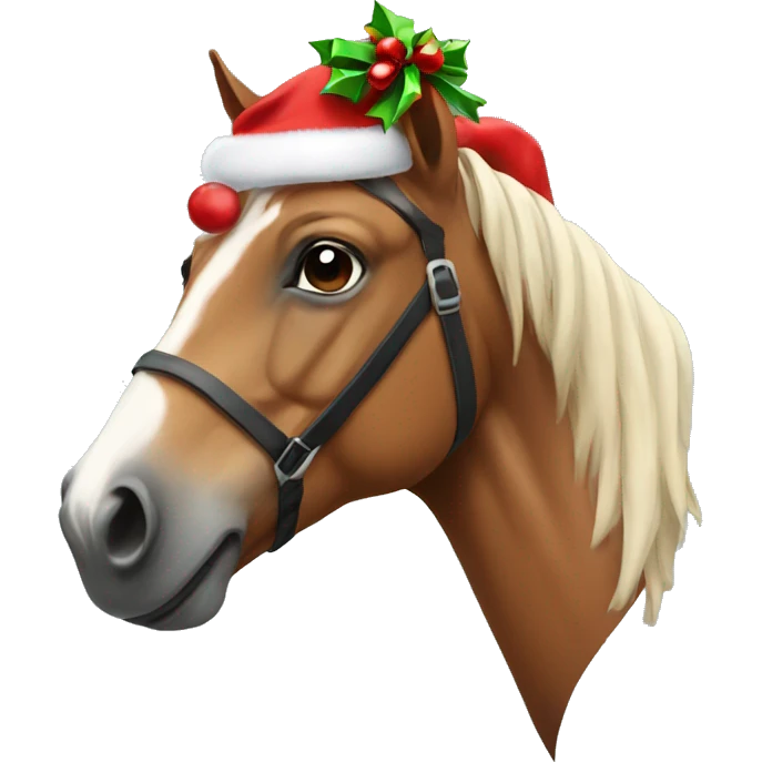 Horse with a Christmas bow emoji
