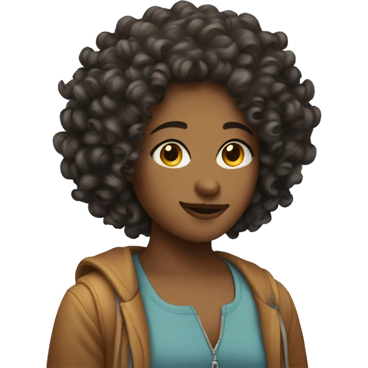 a curly girl who listens music emoji