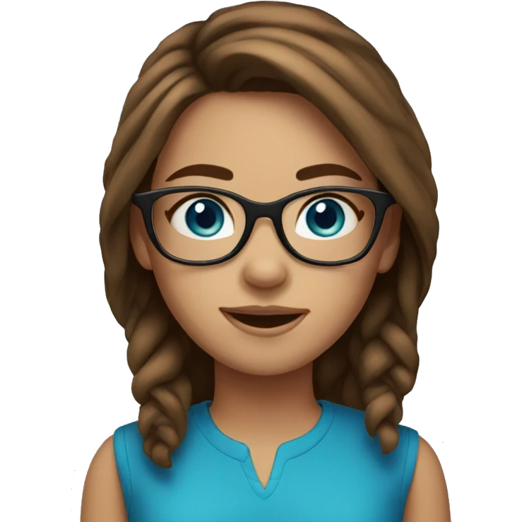 girl with blue eyes, glasses and medium brown hair emoji