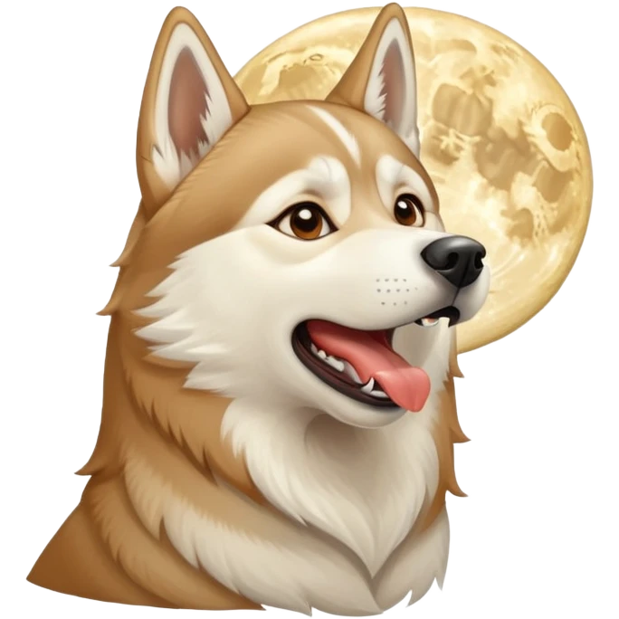 Beige Siberian husky howling at the moon emoji