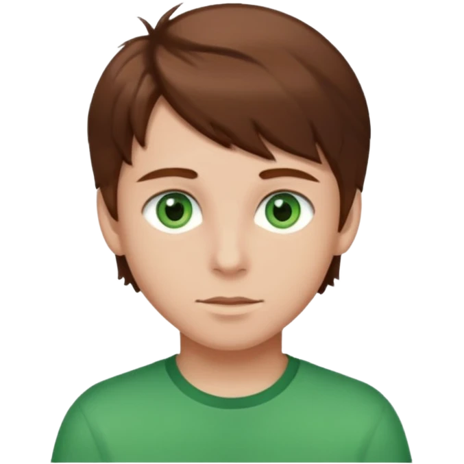 dessiner moi un garcons avec les cheveux bruns et les yeux vert emoji