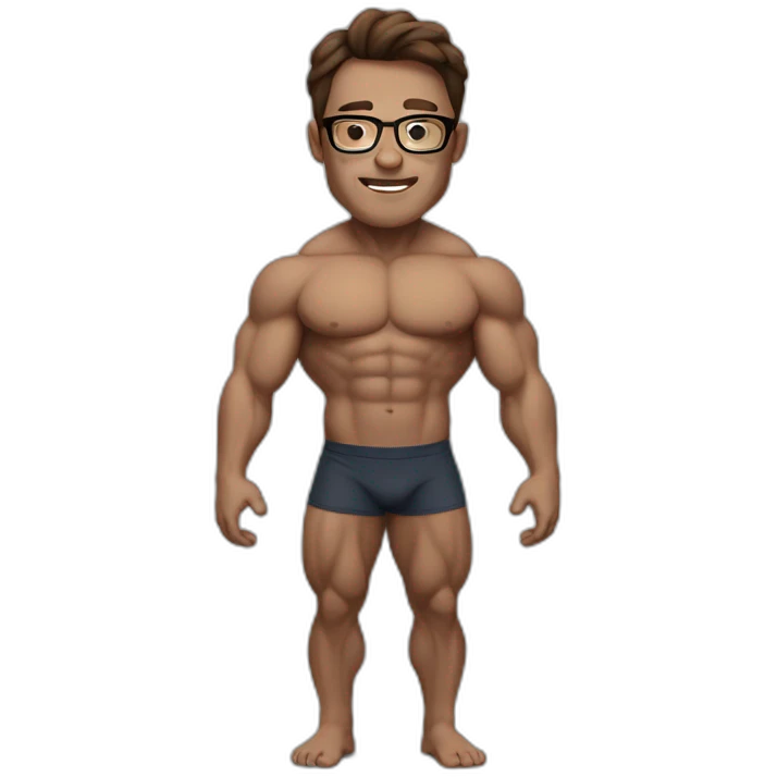 bodybuilder with brown hair and glasses without beard and clothes  emoji