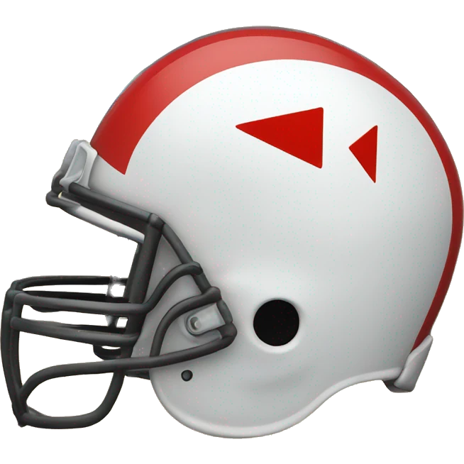 Red helmet with a white arrow painted on the side of the helmet with the letters KC in the arrow  emoji