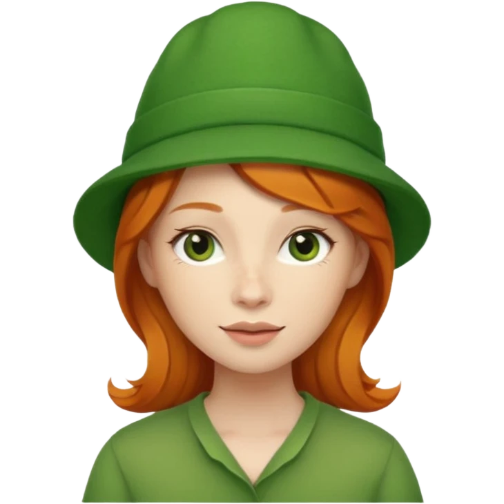 cute ginger woman with a green artist hat emoji