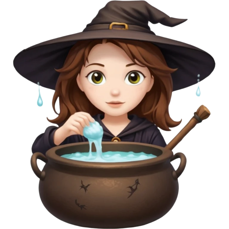 Witch Girl İn A Cauldron mixing Soapy Water emoji