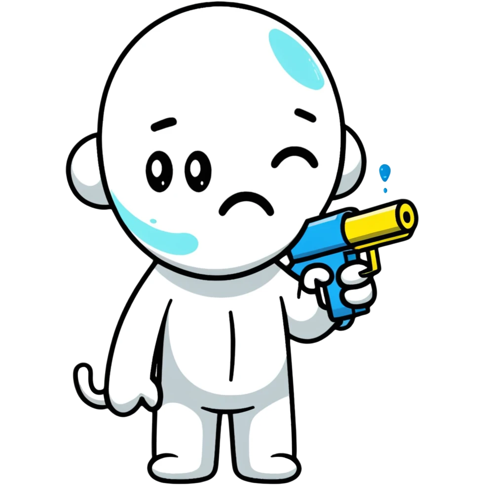 sad face with water gun to head emoji