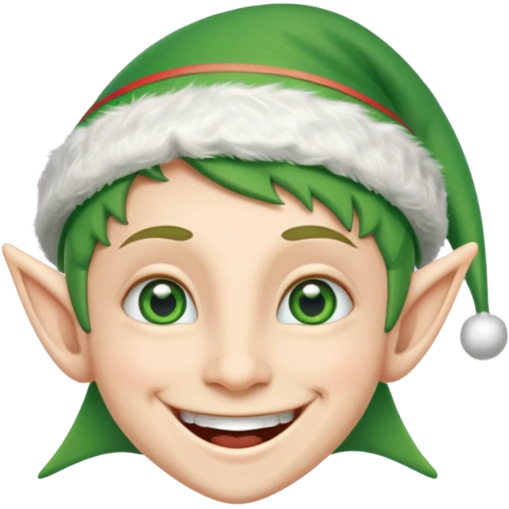 duende navideño con una sonrisa amplia y brackets emoji