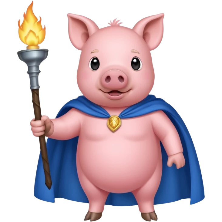 pig holding torch with blue cape emoji