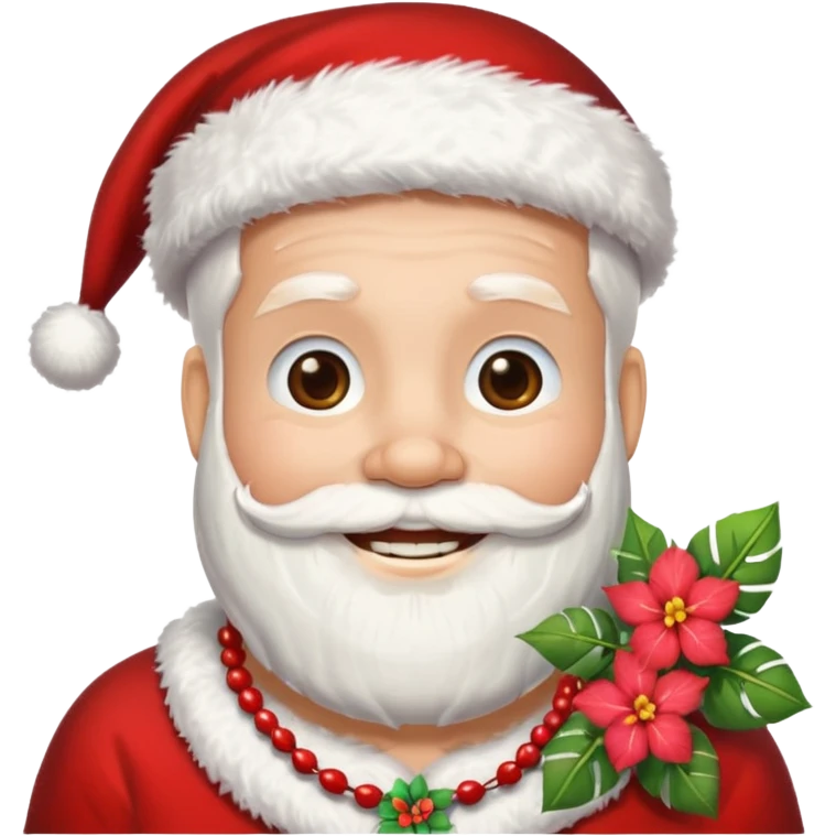 santa with flower hawaii necklace emoji