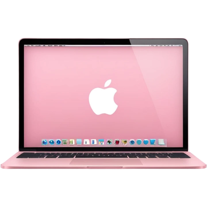 Create me a pink mabook desktop screen emoji