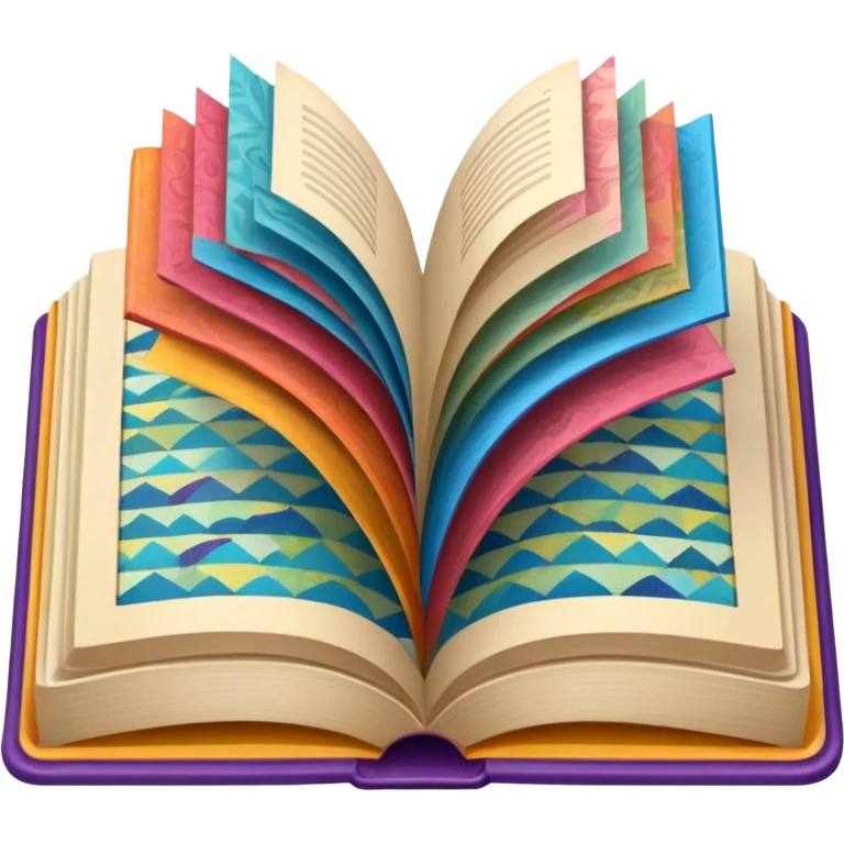 an open book with wallpaper samples. emoji