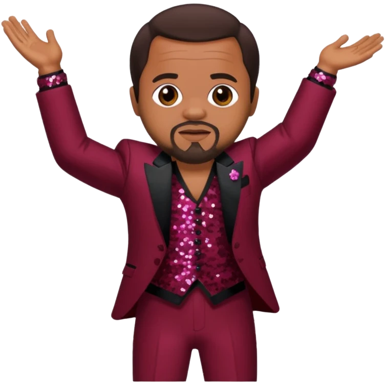 Berry Gordy with dark brown hair, maroon sequin outfit  emoji