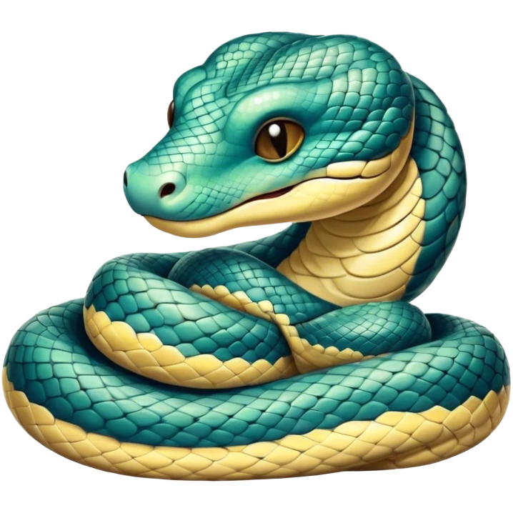 Meme-Worthy cute Sleeping Python Portrait Emoji, Head and coiled body resting peacefully with a contented smile, showcasing intricately patterned scales and eyes gently closed in serene slumber, Simplified yet comically adorable features, highly detailed, glowing with a soft, drowsy glow, high shine, relaxed and utterly lovable, stylized with an air of playful laziness, bright and heartwarming, soft glowing outline, capturing the essence of a sleeping serpent that feels destined to become the next viral icon of adorable rest! emoji