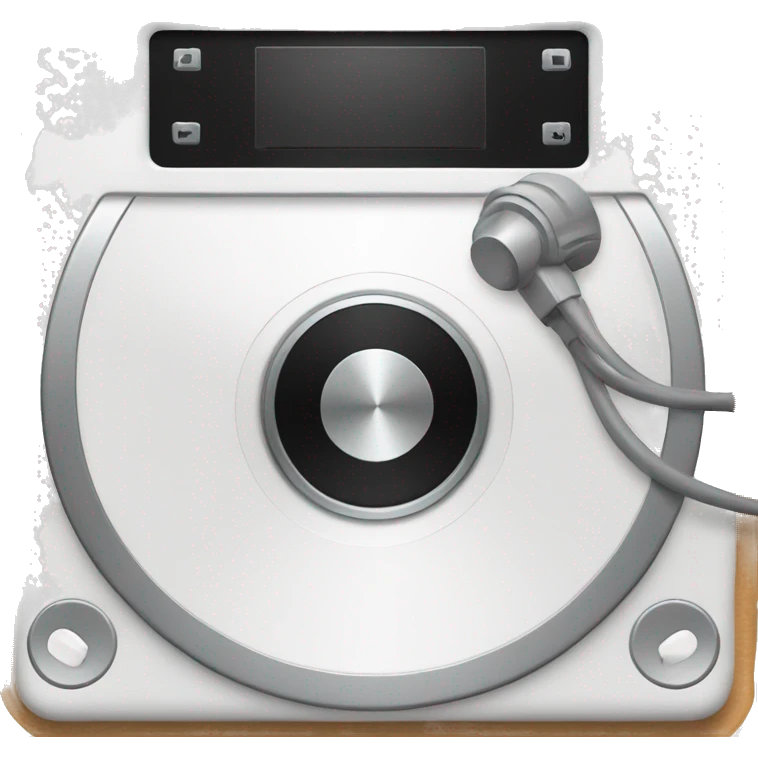 A white circular music player emoji