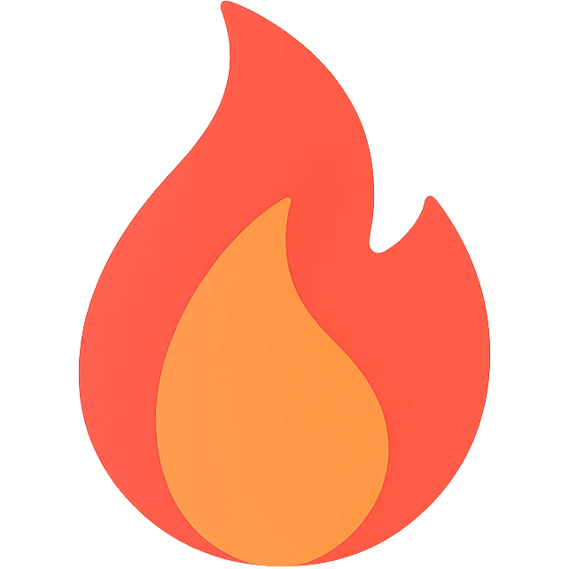 colorful icon of a flame with red and orange gradients emoji