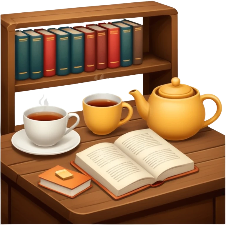 cozy books and tea or coffee emoji