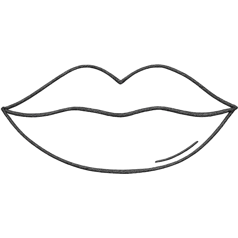 hand drawn sketch style icon of a closed mouth emoji