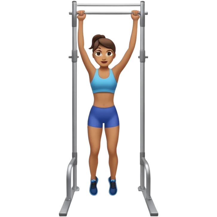 woman doing pull up full body on a stable pull up bar emoji