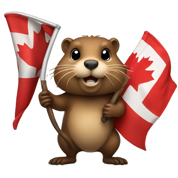 a beaver holding canadian flag emoji