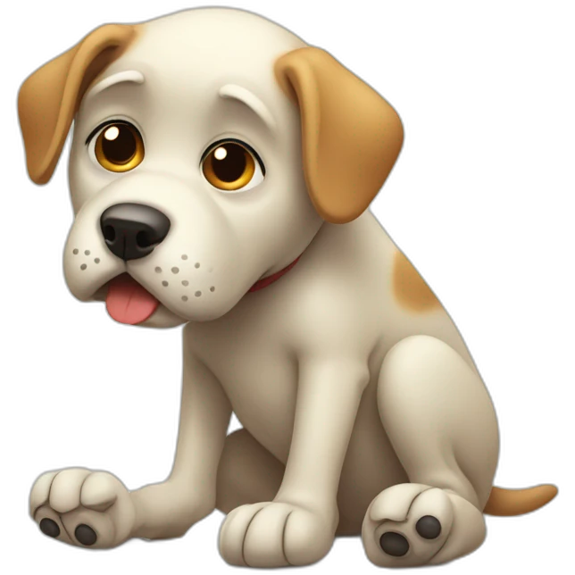 sad dog itching using leg emoji
