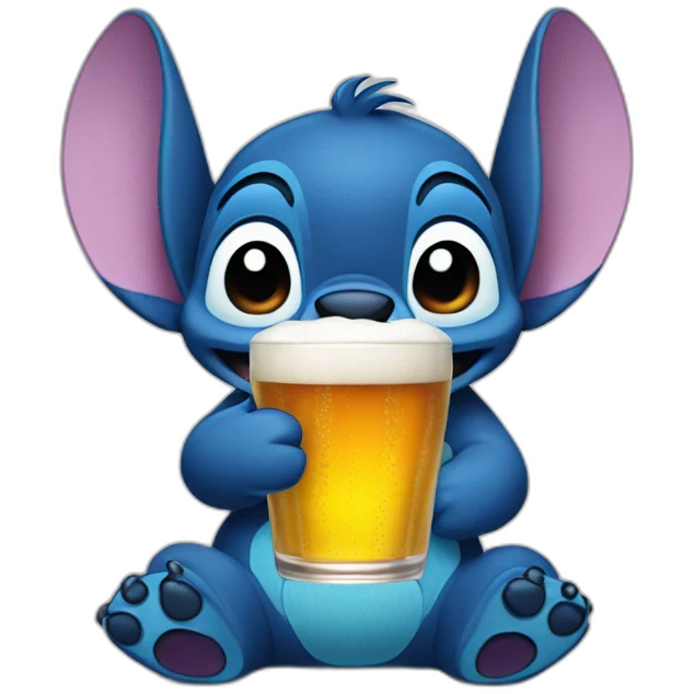 Stitch drinks beer emoji