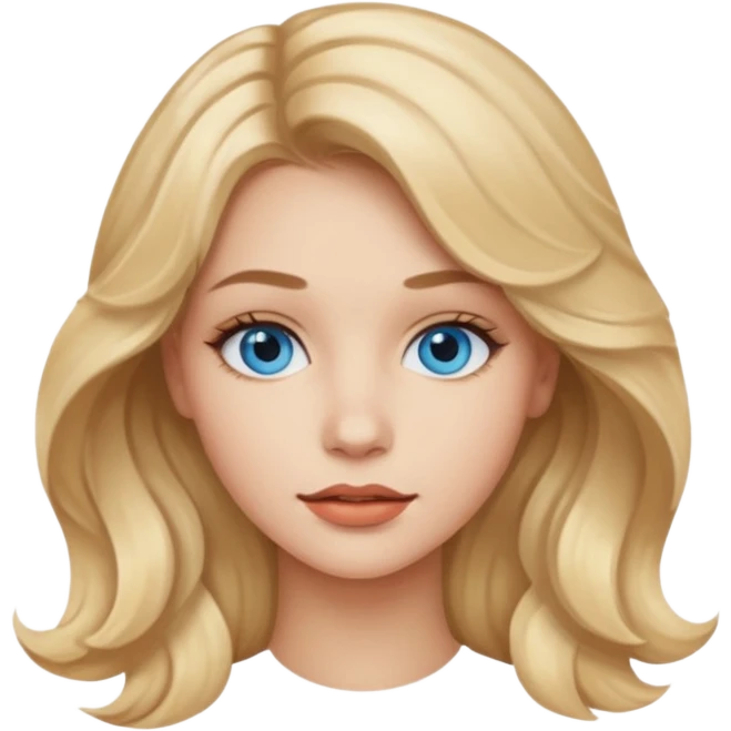 blondynka srednio krecone wlosy i niebieskie oczy obrysowane usta na jasny braz mloda emoji