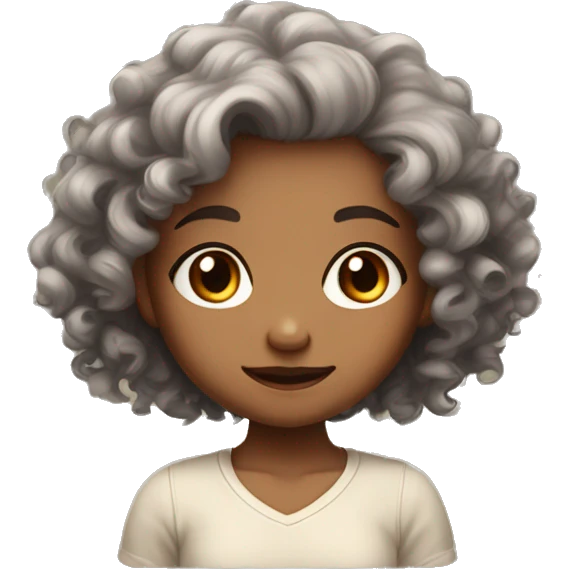 Cute light brown skin girl with curly dark hair curious expresion emoji