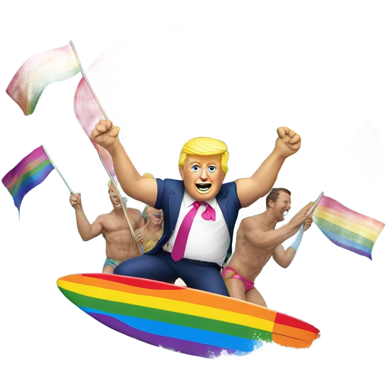 Trump surfing pride crowd emoji