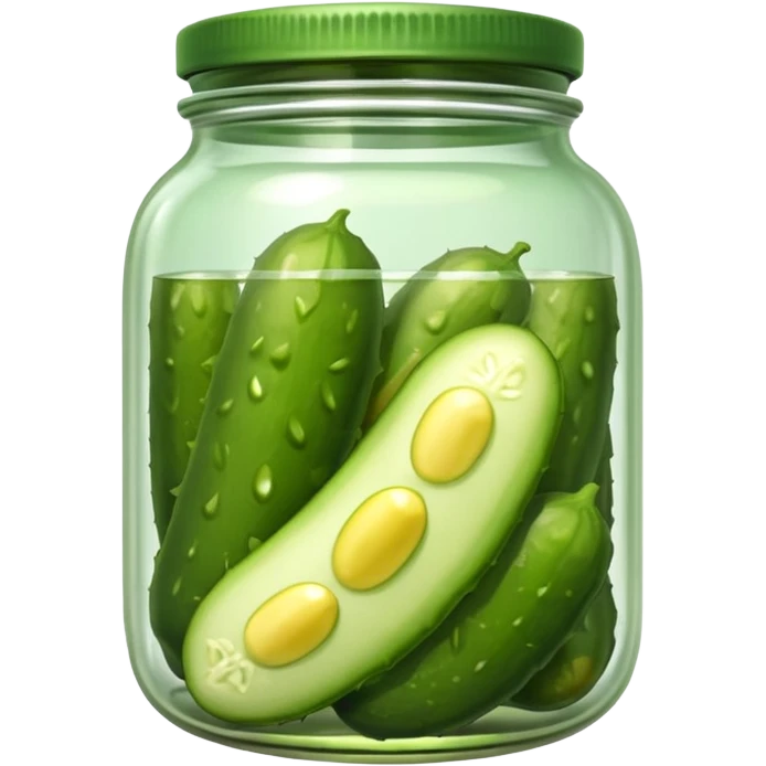 one single pickle inside a glass jar emoji