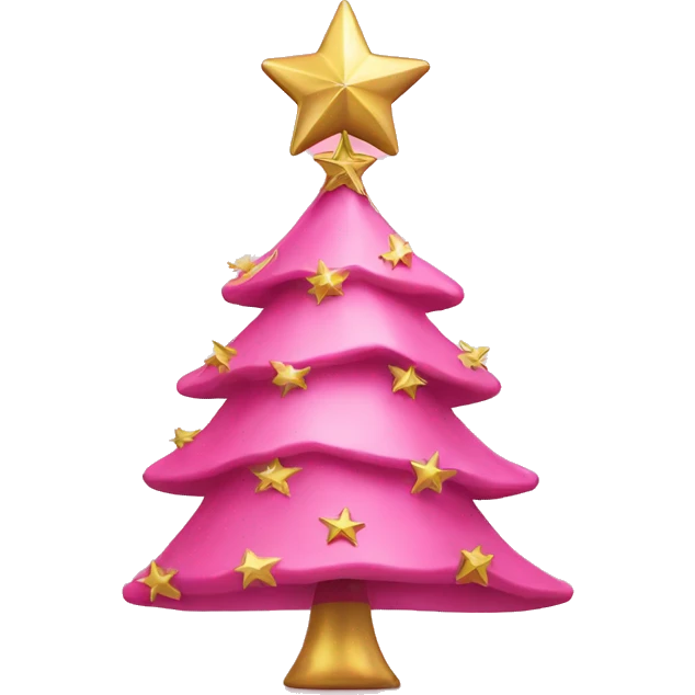 pink christmas tree with a gold star on too emoji
