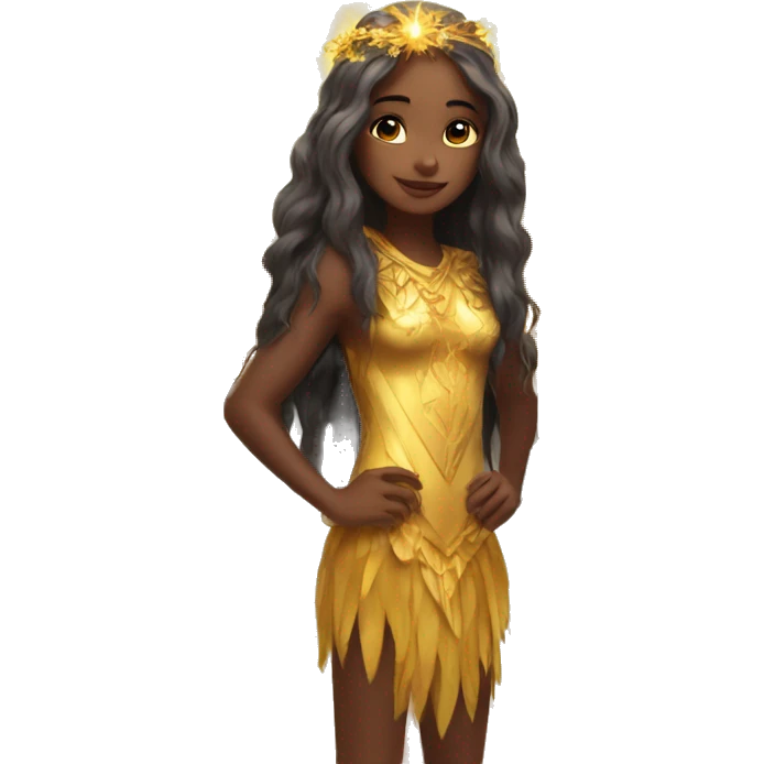 big wings, sun, gold, Beautiful, fairy, long hair emoji