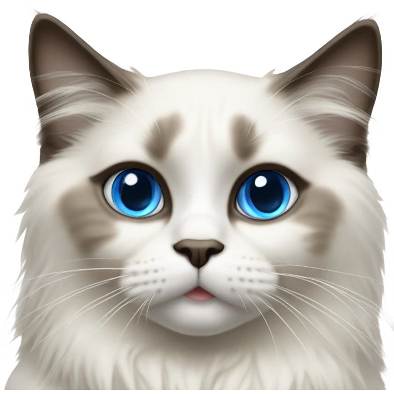 Realistic ragdoll cat with blue eyes female emoji