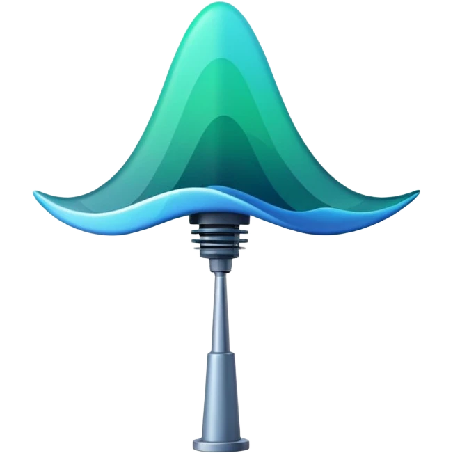 Minimalist emoji-style sticker of an old-school antenna with distorted, glitched signal waves. Clean icon style. emoji