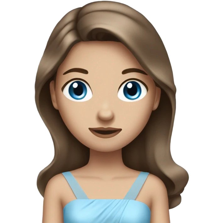 girl with blue eyes brown hair wearing light blue prom dress emoji